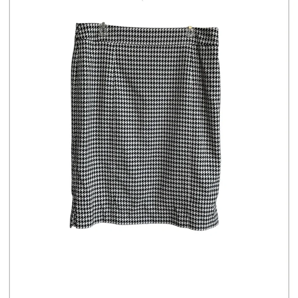 Kasper Separates Skirt Size 12 Houndstooth Black/White Box Pleated Lined NEW